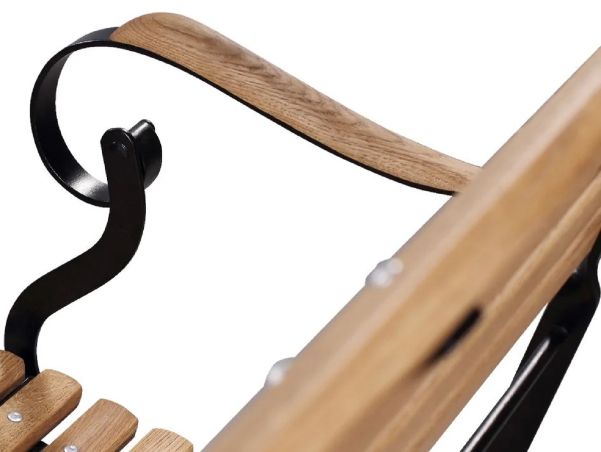 Casa Padrino banco de jardín Art Nouveau de lujo marrón / negro 120 x 55 x A. 90 cm - Banco de jardín y terraza con respaldo y reposabrazos - Muebles de Jardín y Terraza Art Nouveau