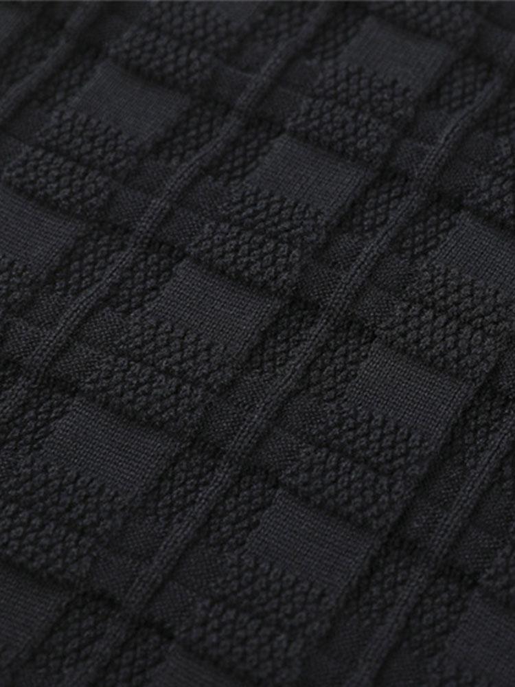 Slim Fit Knitted Plaid Paneled Hooded Sweater