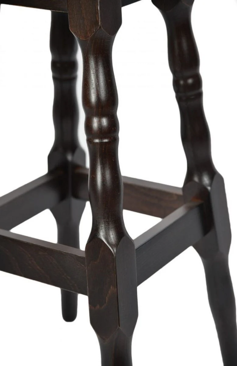 Casa Padrino taburete de bar Art Nouveau negro / marr¨®n oscuro A. 80 cm - Silla de bar redonda de cuero artificial