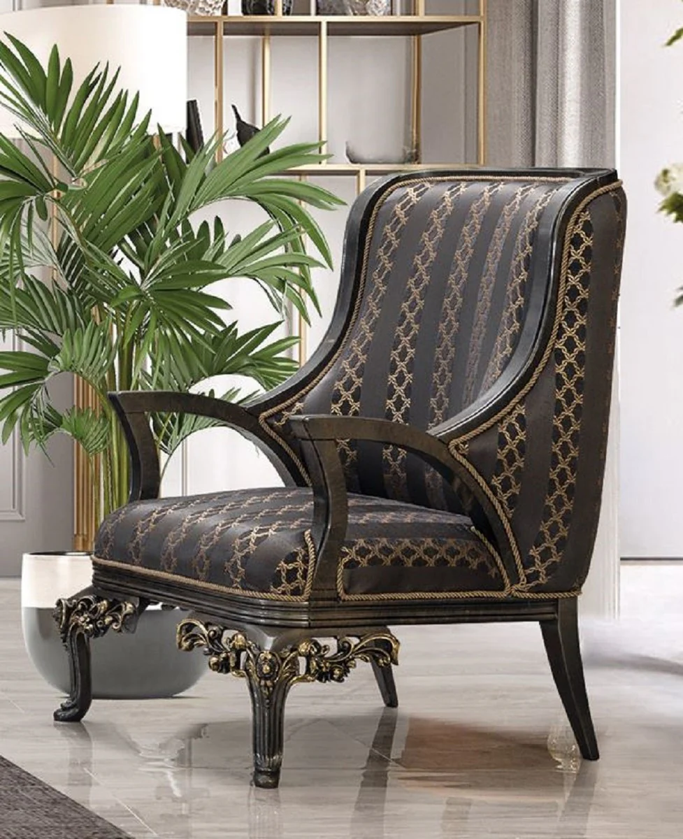 Casa Padrino sill¨®n barroco de lujo p¨²rpura / gris / oro - Magn¨ªfico sill¨®n de sal¨®n con patr¨®n elegante - Muebles de sal¨®n de lujo en estilo barroco - Muebles barrocos