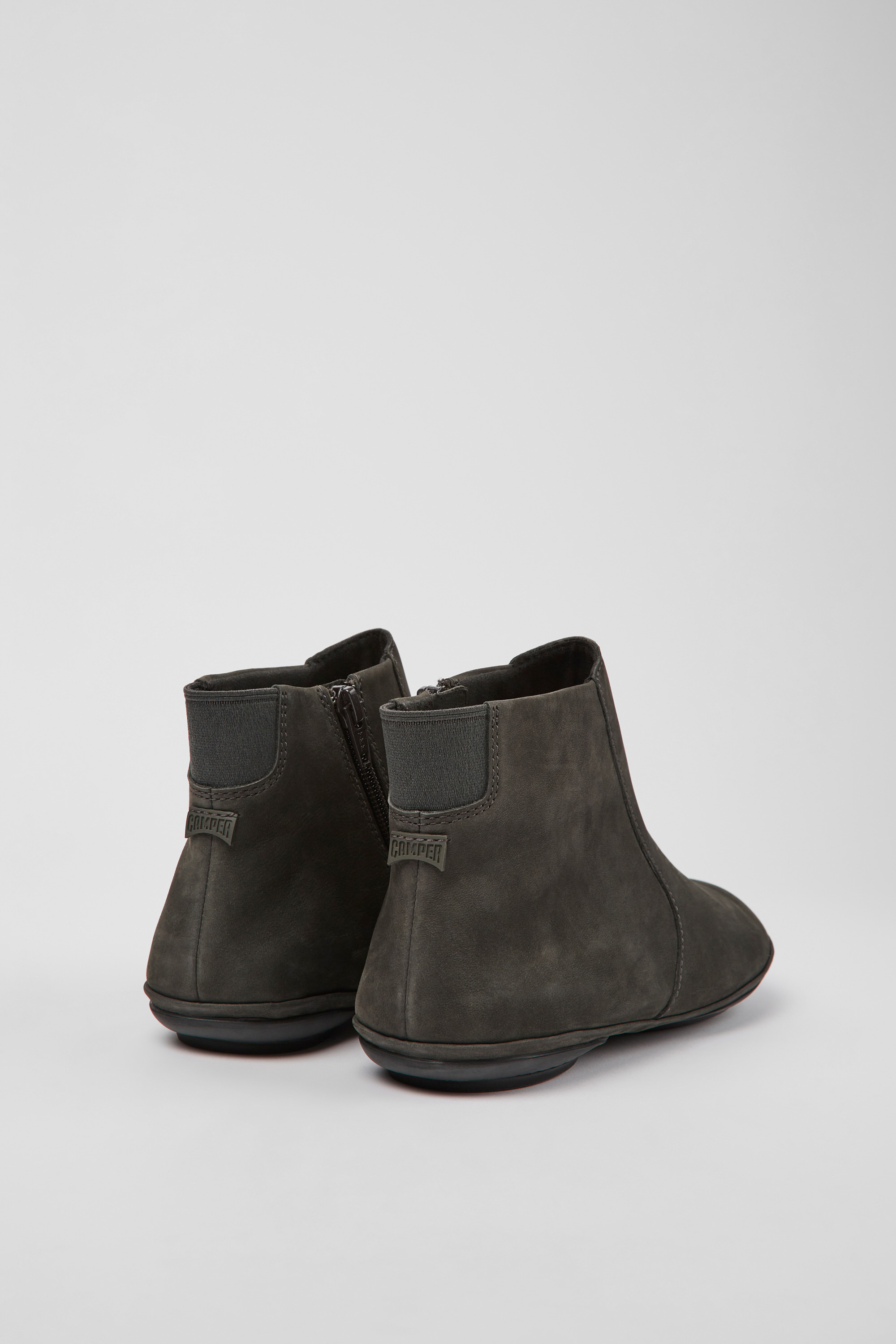 Right - Gray nubuck ankle boots for women