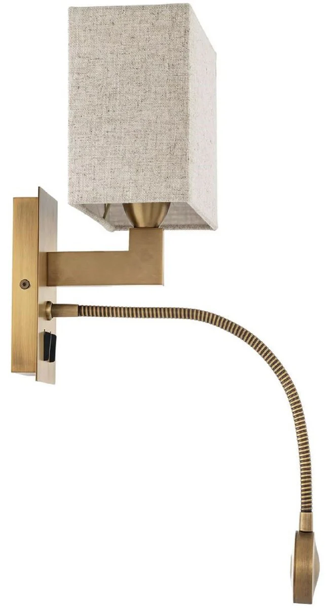 Casa Padrino lámpara de pared de lujo latón antiguo / beige 19 x 17 x A. 32 cm - Lámpara de pared con luz de lectura LED giratoria - Luces de hotel - Luces de pared de lujo - Calidad de lujo