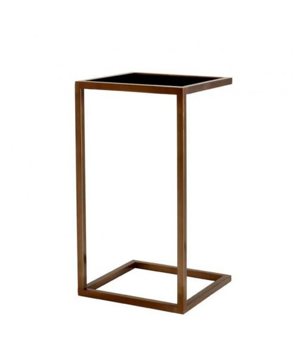Casa Padrino luxury art deco designer side table antique brass with black glass - Luxury Quality