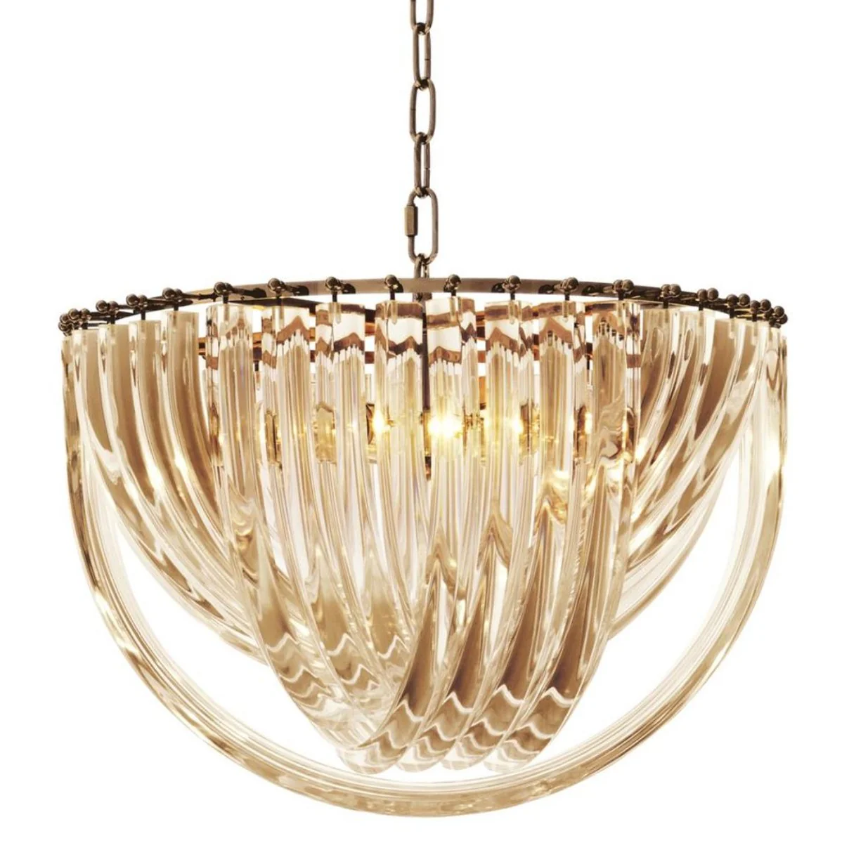 Casa Padrino araña de lujo champán / latón antiguo Ø 50 x H. 33 cm - Colección de Lujo