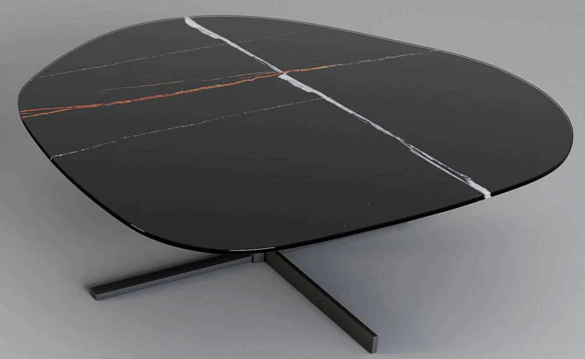 Casa Padrino mesa de centro de dise?o 109 x 100 x A. 37 cm - Varios Colores - Mesa de sal¨®n con mesa de cer¨¢mica de vidrio fino en aspecto de m¨¢rmol - Muebles de Sal¨®n de Lujo