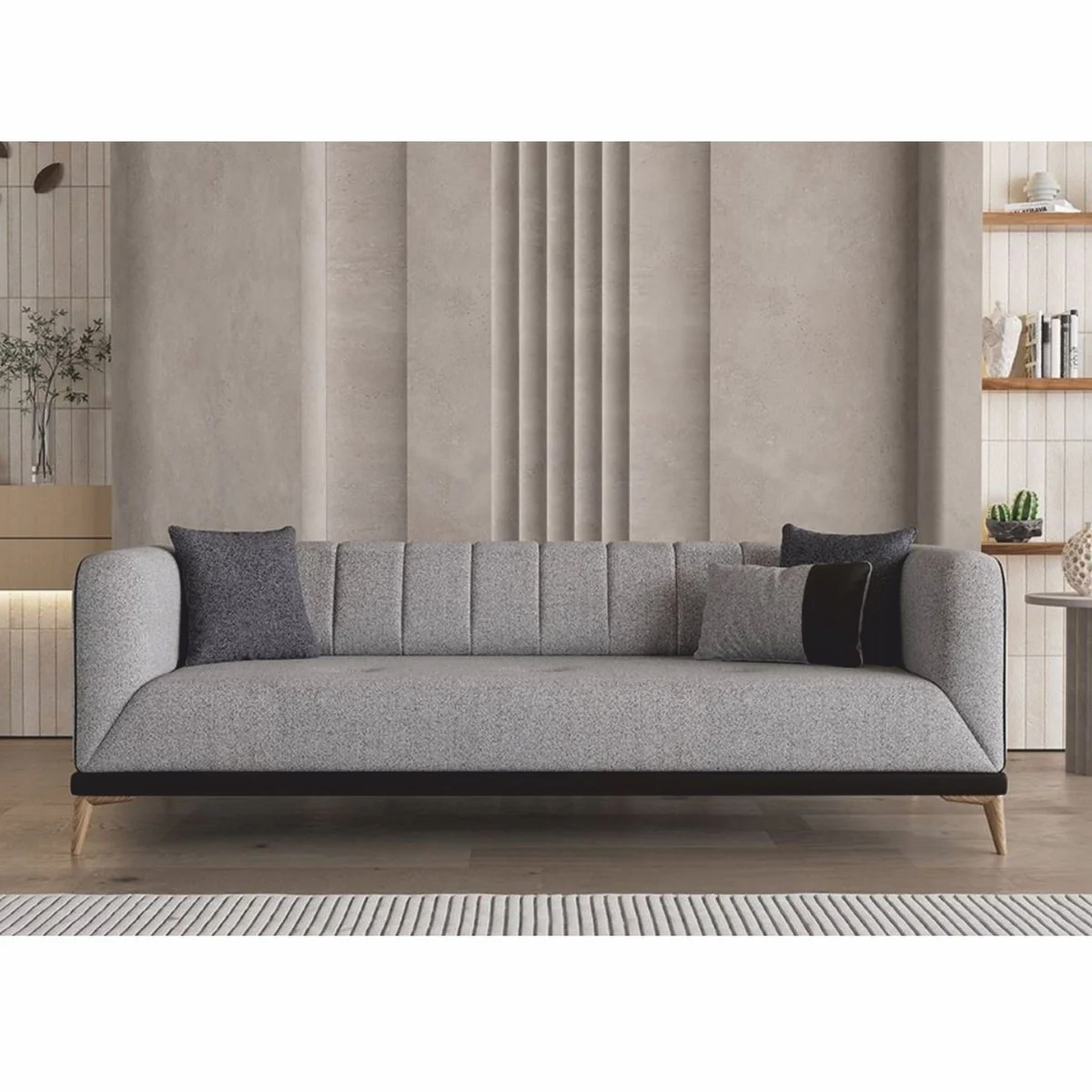 Casa Padrino sof¨¢ cama de lujo con respaldo regulable gris / negro / natural 229 cm