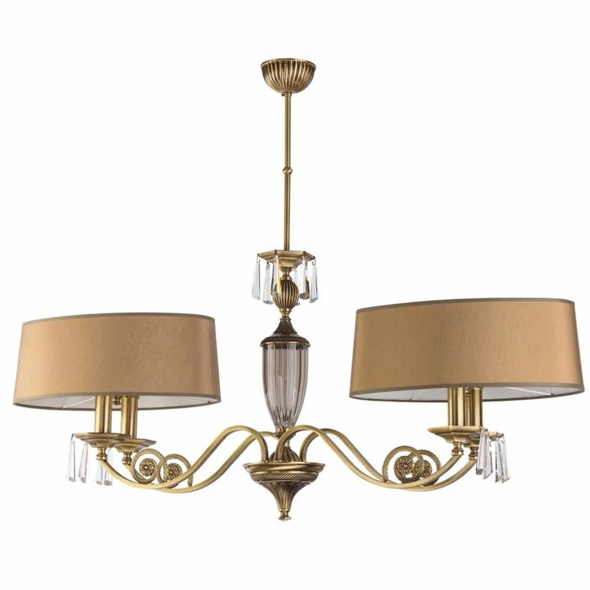 Casa Padrino l¨¢mpara colgante barroco de lujo de cristal lat¨®n con p¨¢tina / marr¨®n 101 cm