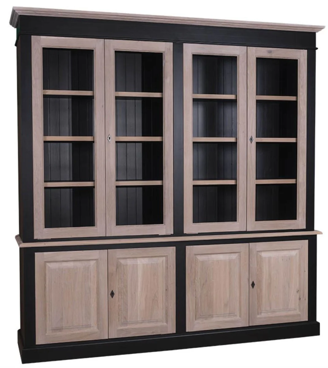 Casa Padrino country style living room cabinet black / natural 222 x 48 x H. 228 cm - Living Room Furniture in Country Style