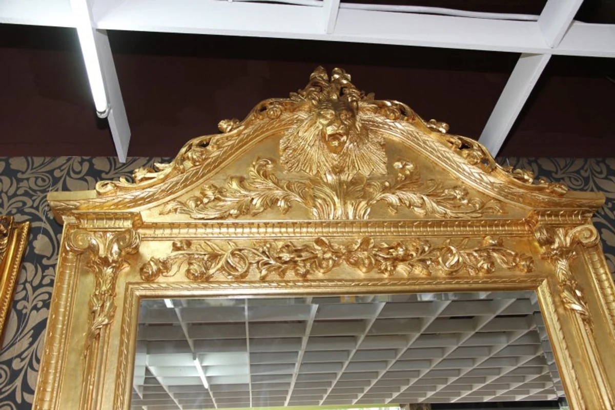 Casa Padrino luxury baroque mirror console Gold Lion - Luxury living room furniture console with mirror