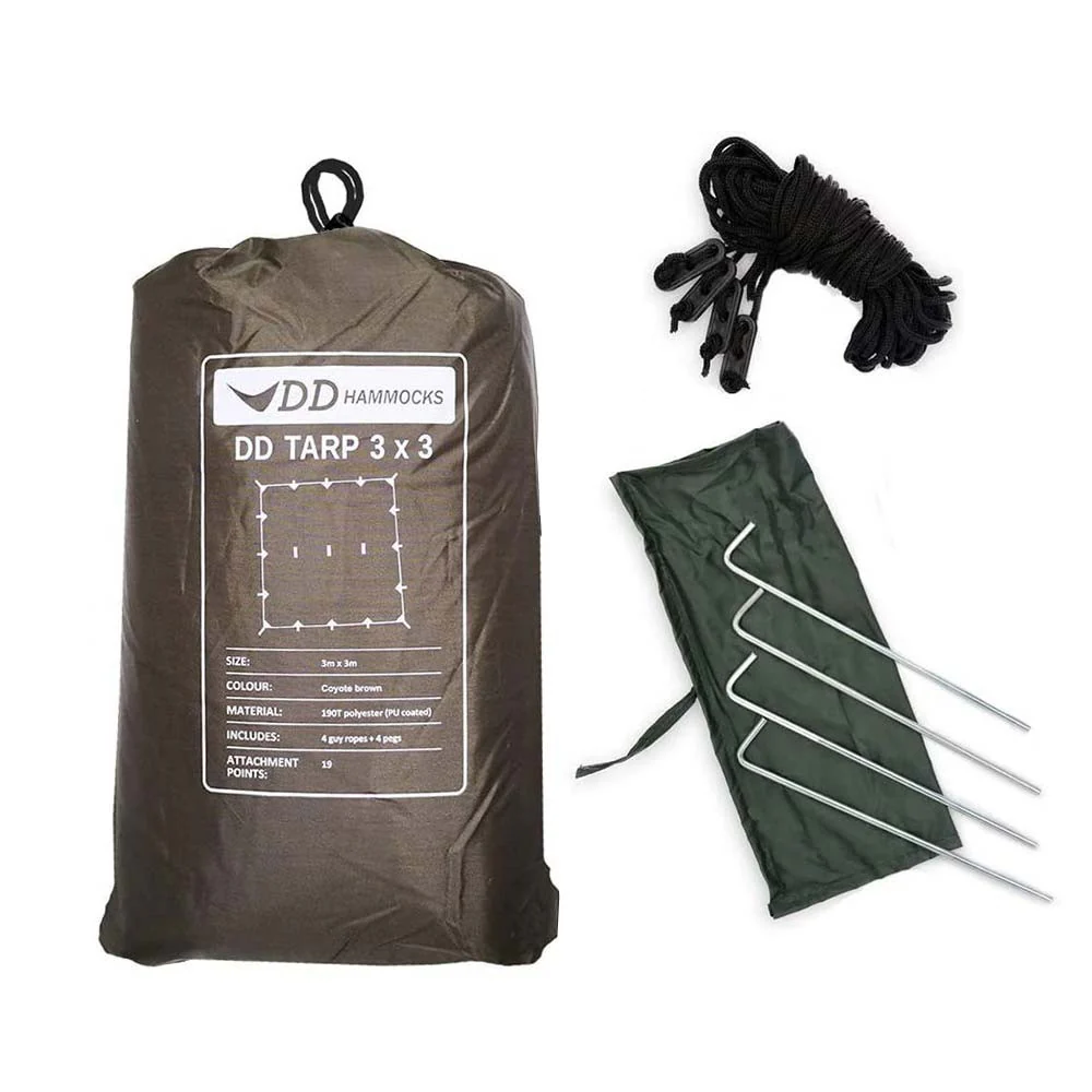 DD Hammocks Tarp 3x3 marrón coyote - Toldo Bushcraft