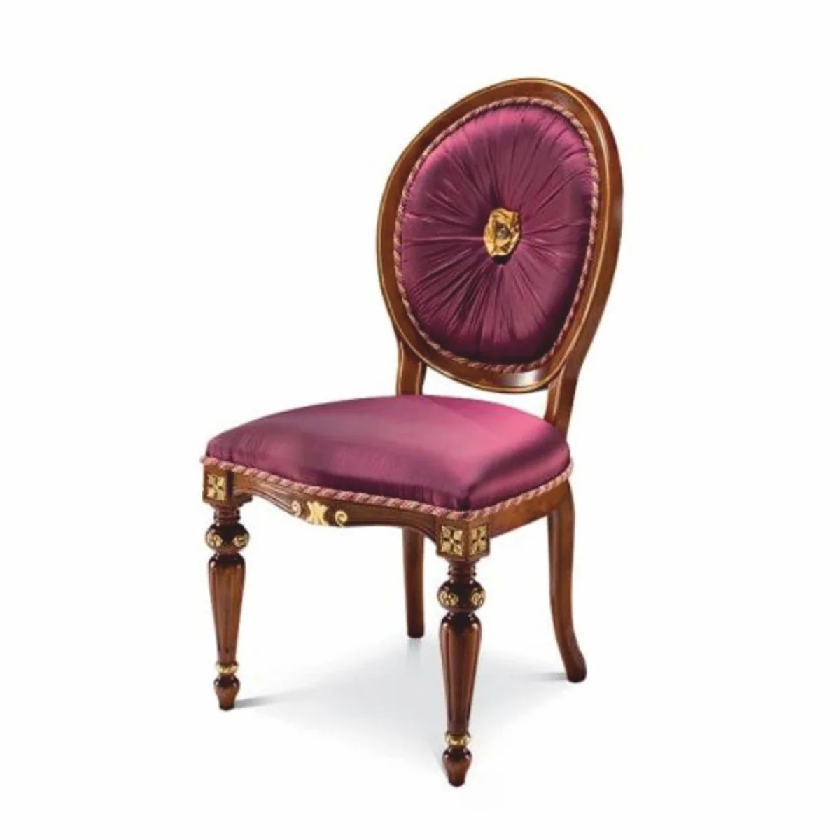 Casa Padrino Silla de Comedor Barroco de Lujo P¨²rpura / Marr¨®n / Oro - Hecho en Italia