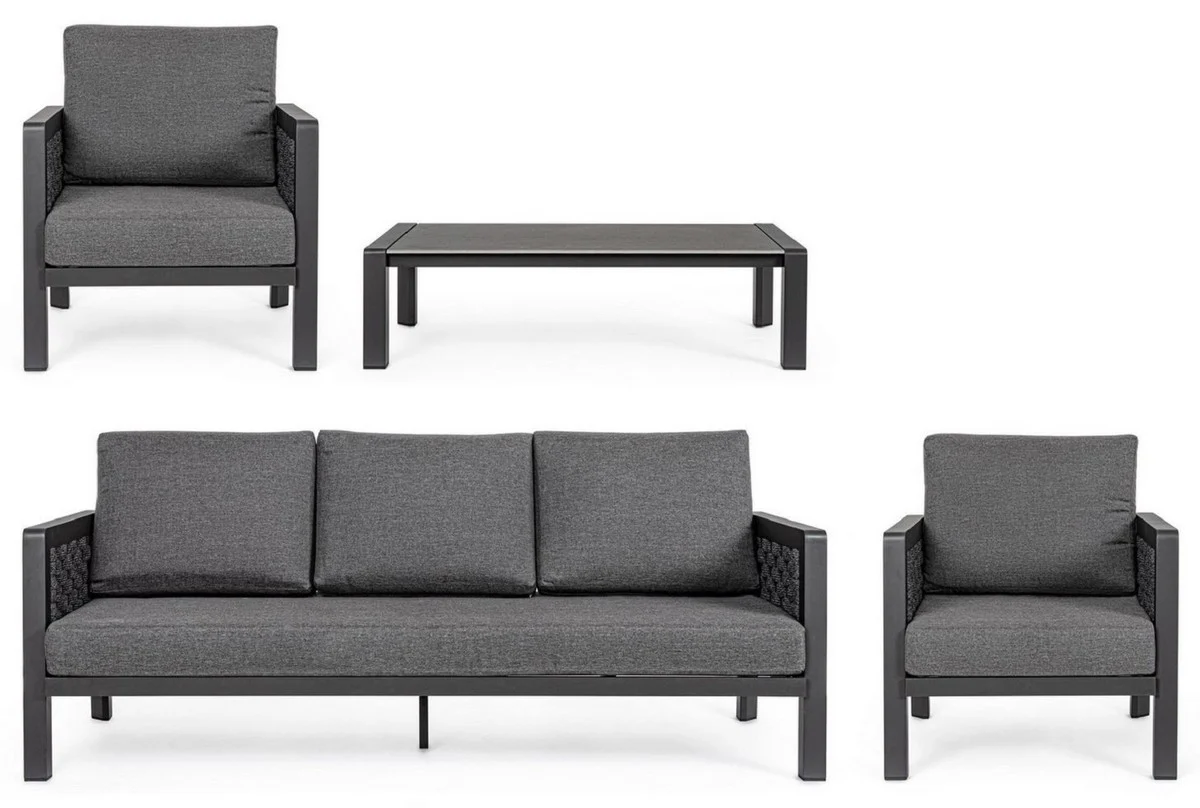 Casa Padrino conjunto de muebles de jardín de lujo antracita - 1 Sofá de Jardín y 2 Sillones de Jardín y 1 Mesa de Jardín - Muebles de jardín y terraza modernos de lujo - Calidad de Lujo