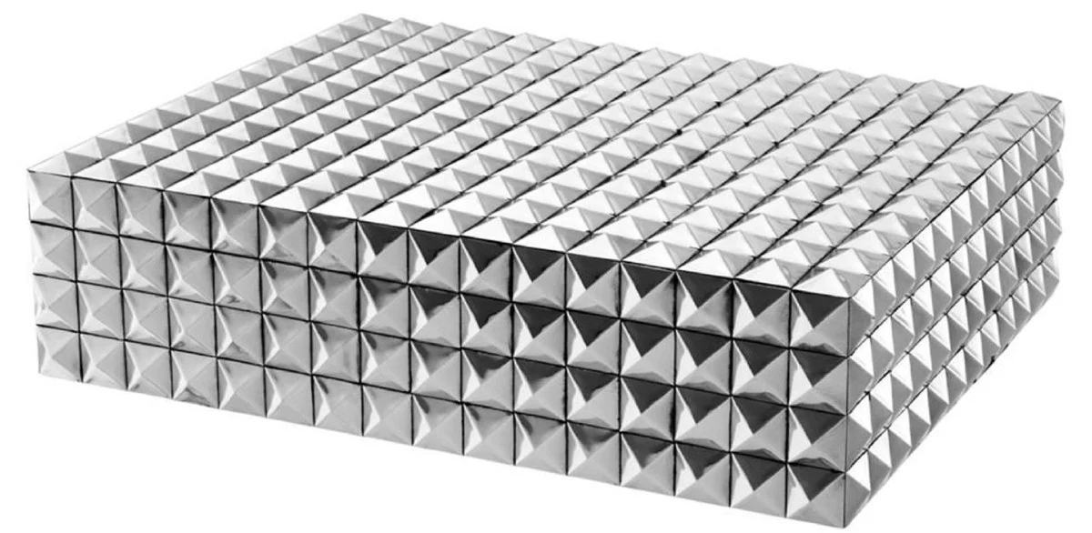 Casa Padrino ataúd de joyería / caja de joya de lujo con tapa plata 40 x 30 x H. 10 cm - Calidad de Lujo