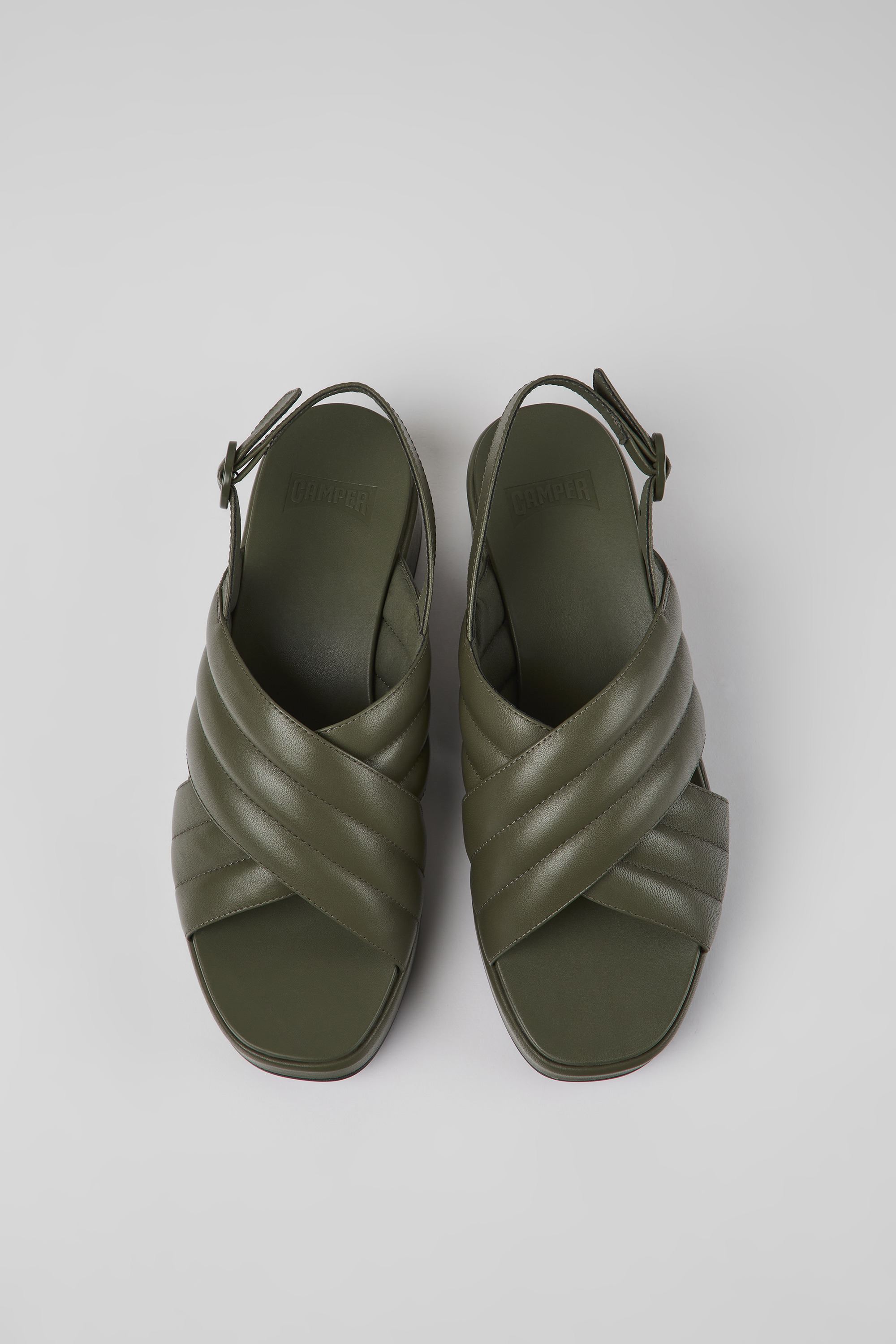 Misia - Green leather sandals for women