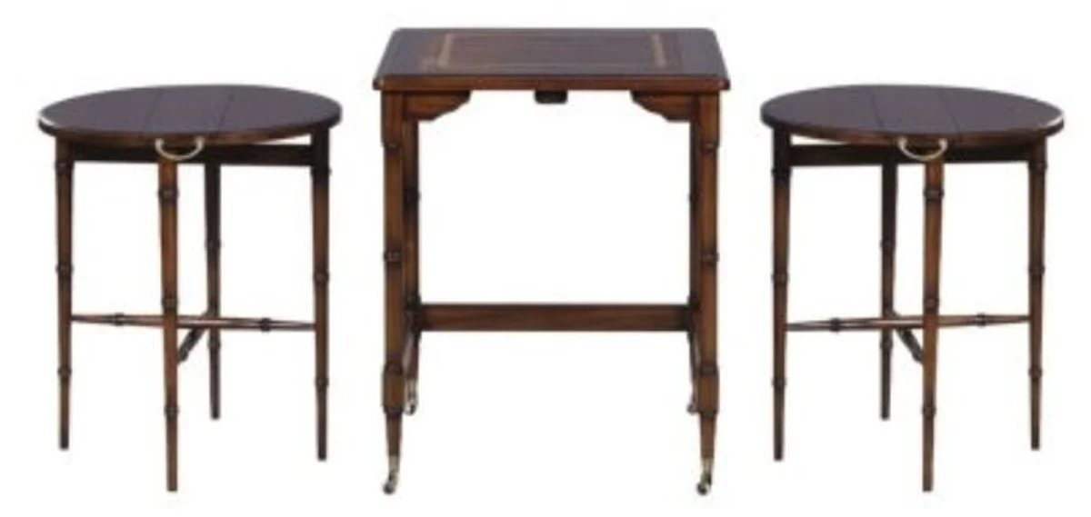 Casa Padrino mesa auxiliar set lateral de caoba de lujo marrón 48 x 48 x H. 59 cm - Muebles para Hoteles