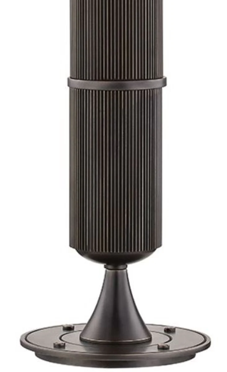 Casa Padrino lámpara de mesa de lujo bronce / blanco Ø 38 x H. 71 cm - Lámpara de Mesa con Pantalla Redonda de Lino