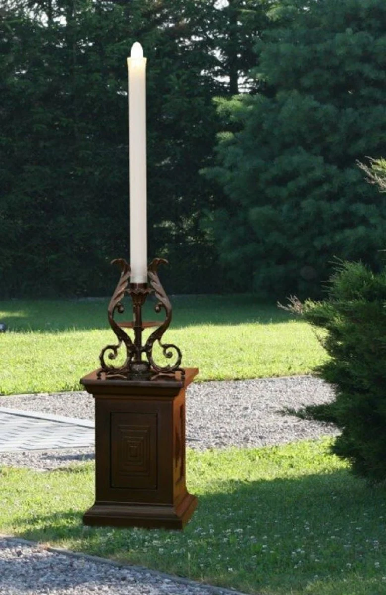 Casa Padrino l¨¢mpara de jard¨ªn barroco ¨®xido / blanco A. 219,5 cm - L¨¢mpara de pie de exterior de estilo barroco