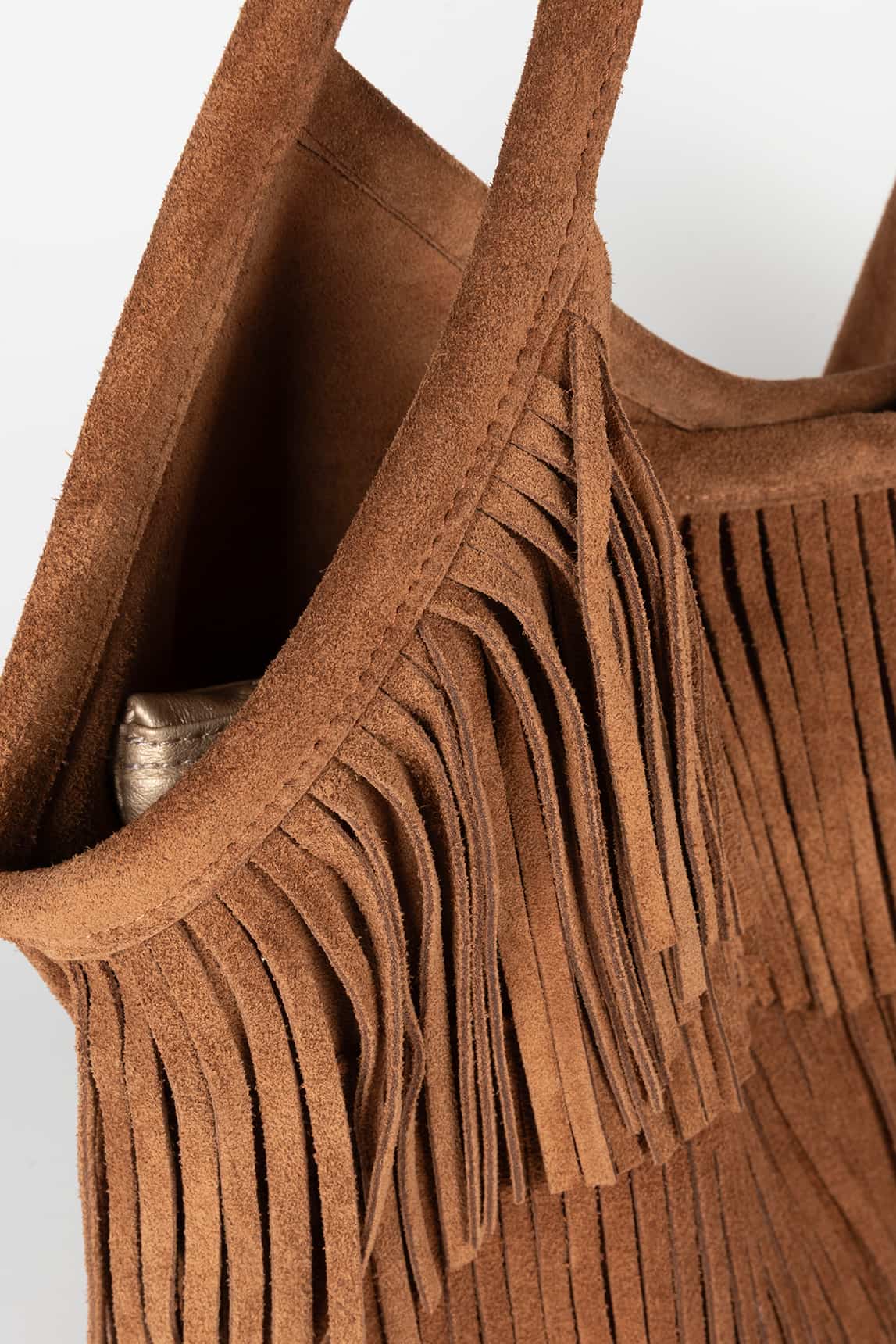 Rivera-spain Bolso Ganache camel con flecos