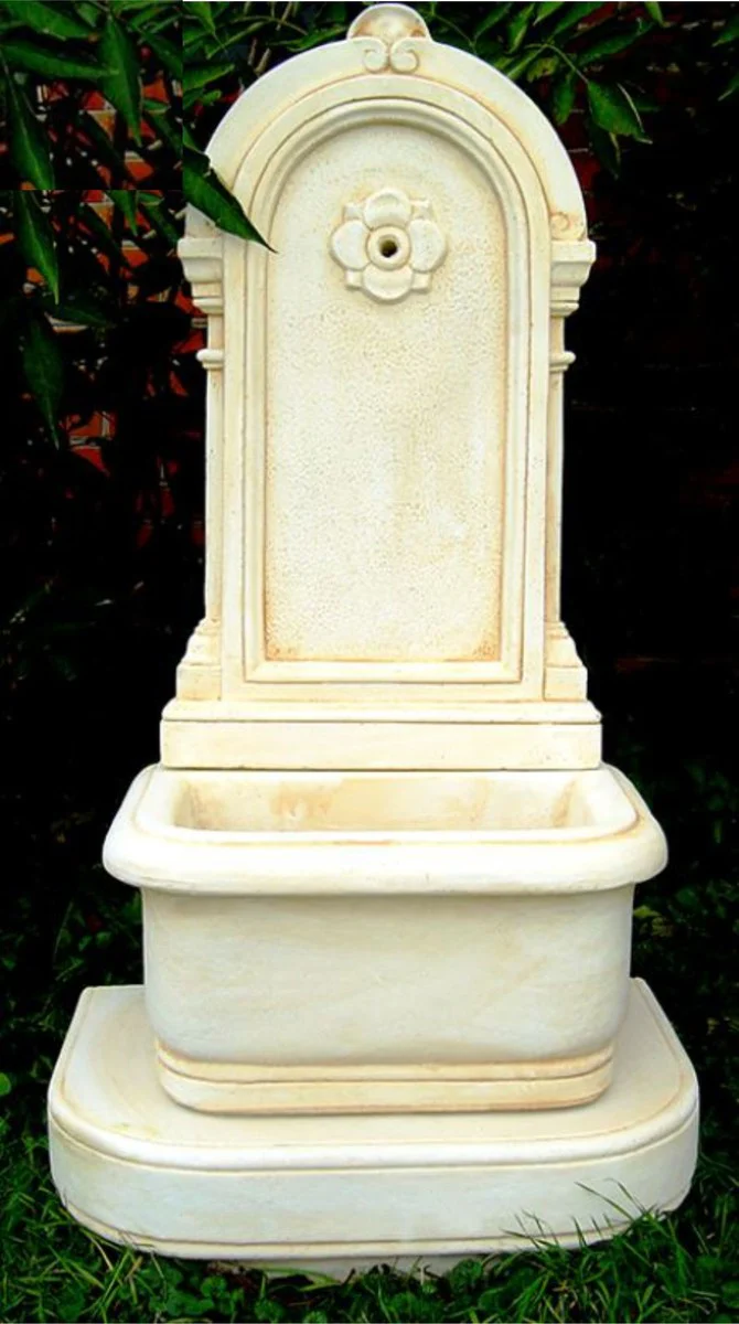 Casa Padrino fuente de pared Art Nouveau blanco / beige A. 113 cm - Magnífica fuente de jardín - Fuente de piedra para decoración de jardín - Accesorios de Jardín Barrocos y Art Nouveau