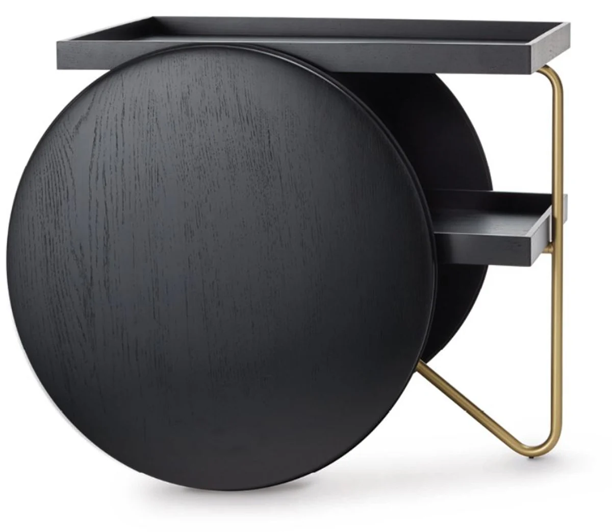 Casa Padrino Mesa Auxiliar de Lujo con Ruedas Negro / Oro - Hecho en Italia