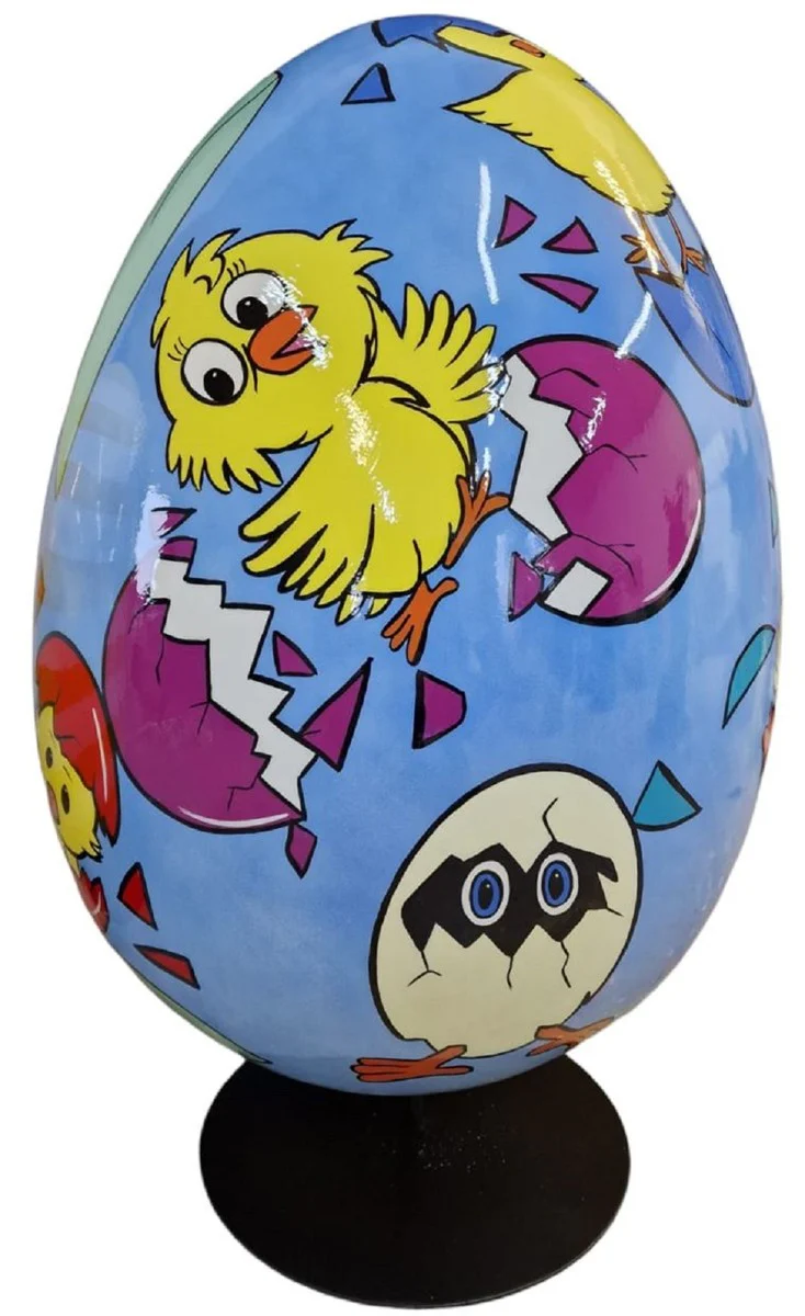 Casa Padrino Huevo de Pascua Decorativo XXL de Lujo con Soporte Multicolor / Negro 75-95 cm