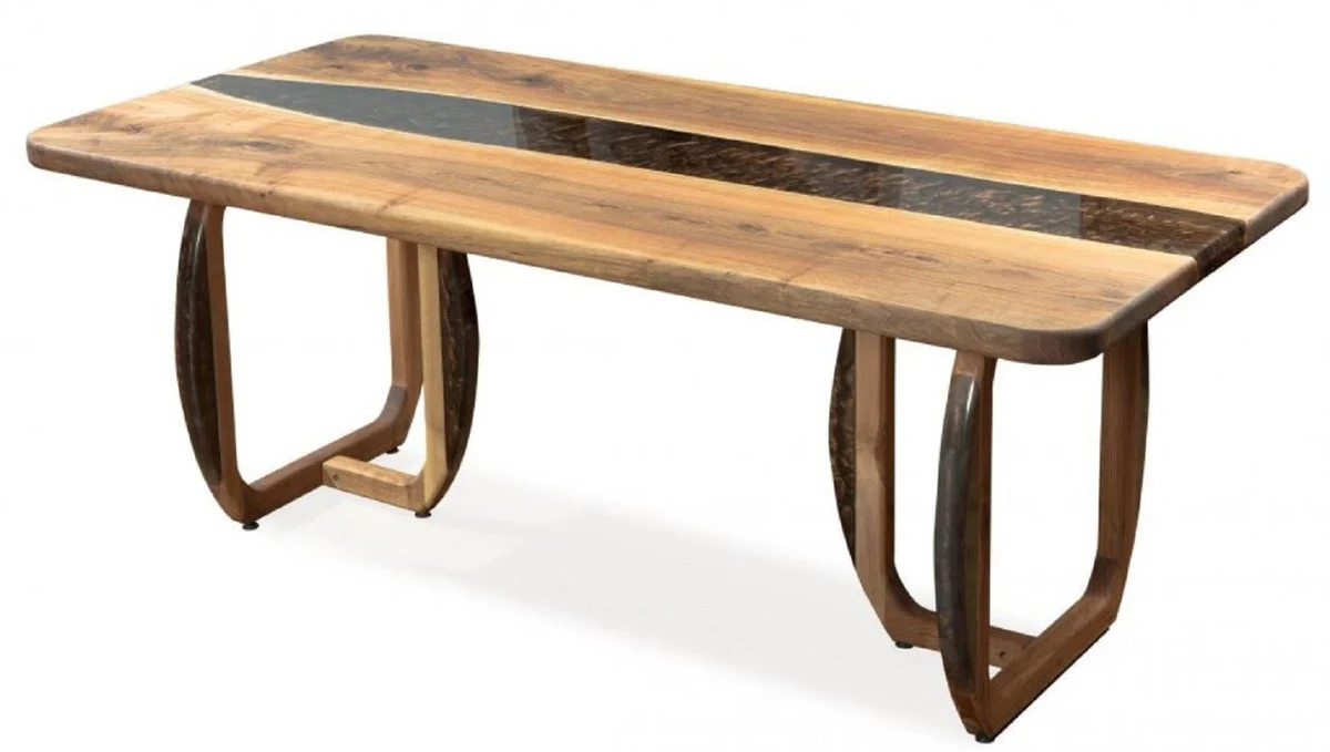 Casa Padrino mesa de comedor de lujo marr¨®n 200 x 100 x A. 76 cm - Mesa de cocina rectangular con resina epoxi - Muebles de comedor - Muebles de resina epoxi - Muebles de lujo