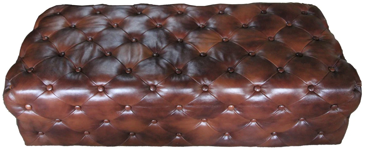 Casa Padrino Luxury Chesterfield Pie de cuero genuino Marr¨®n oscuro 140 x 60 x H. 42 cm - Luxury Furniture