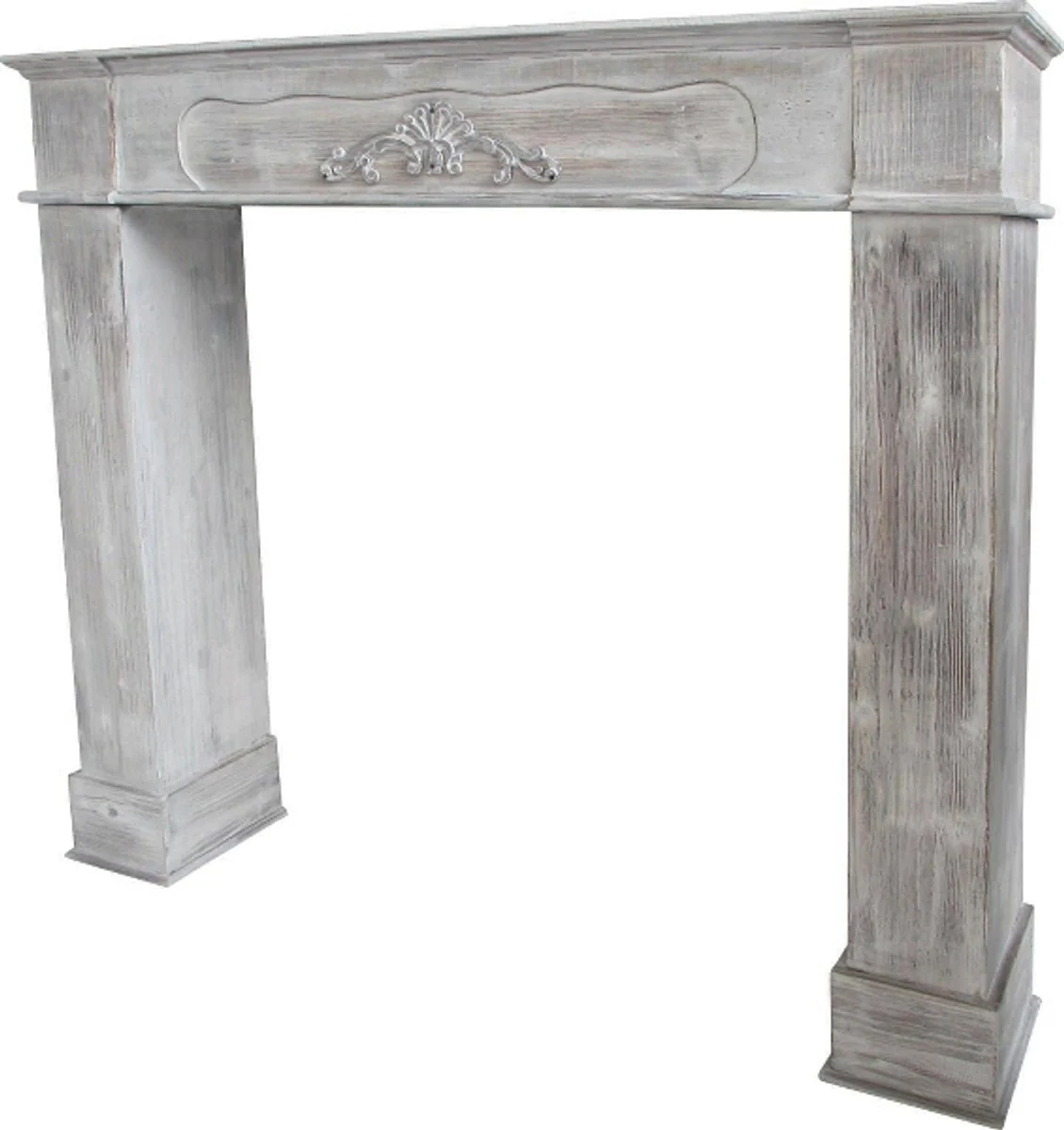 Casa Padrino Country Style Fireplace Surround Antique Gray Brown 108 x 23 x H. 98 cm - Handmade Fireplace Surround in Shabby Chic Look
