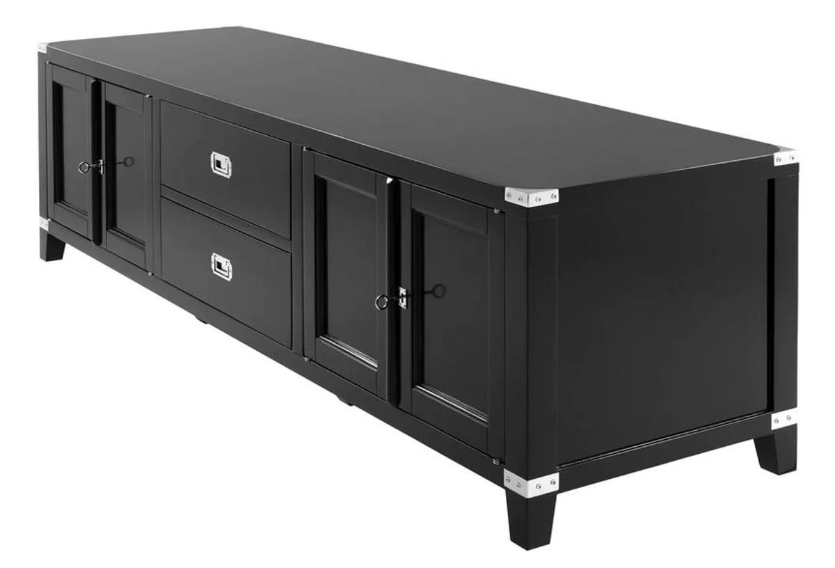 Casa Padrino luxury birch wood television cabinet black 180 x 50 x H. 50 cm - Luxury TV Cabinet