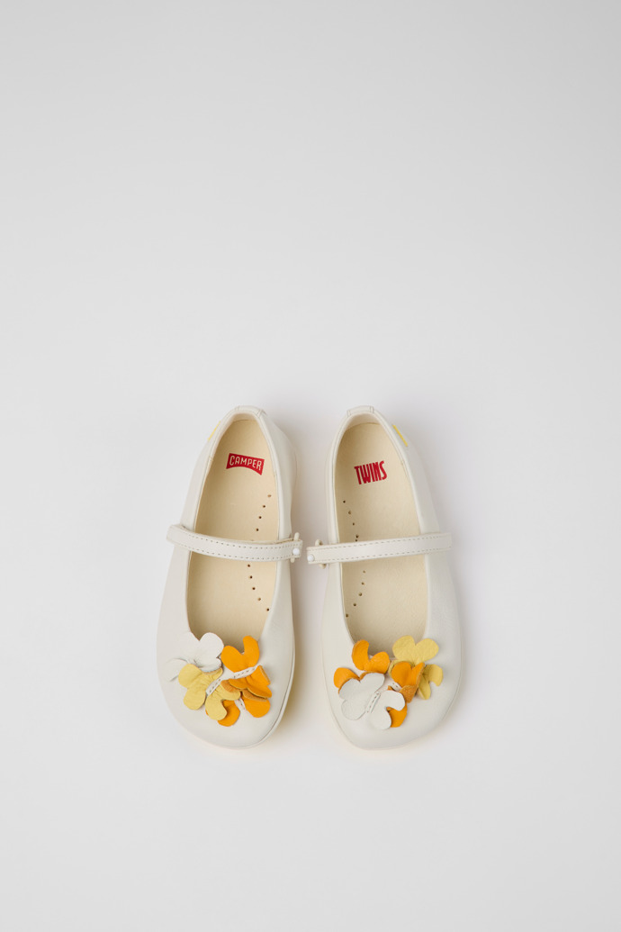 Twins White leather ballerinas for kids