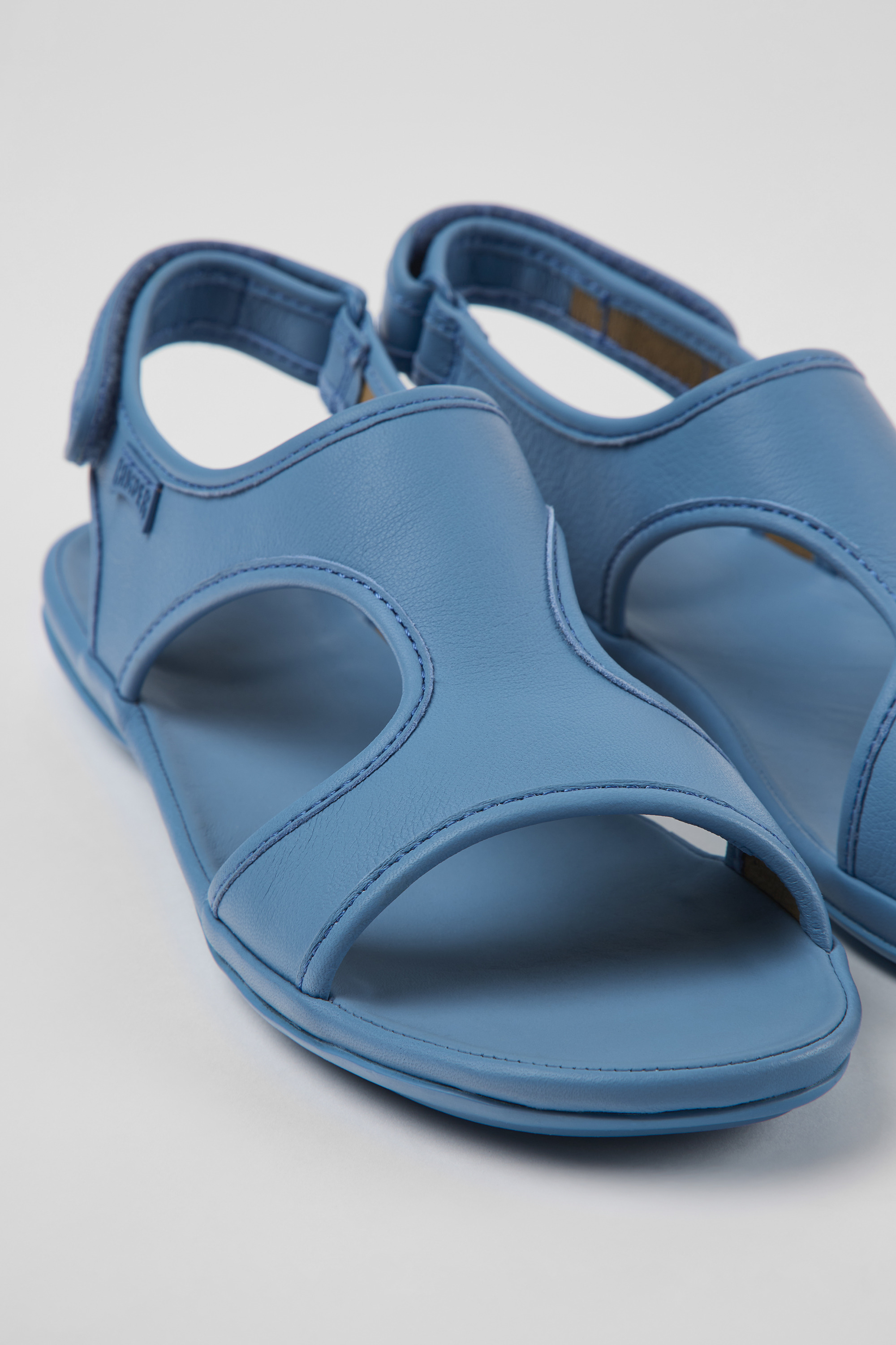 Right - Blue leather sandals for women