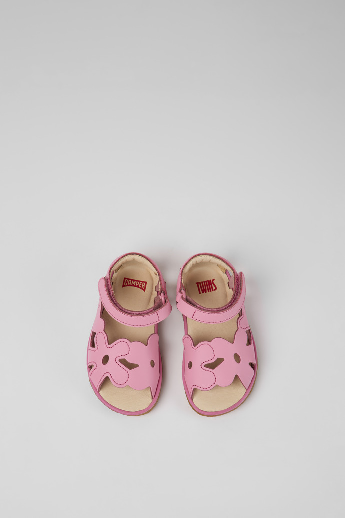 Twins Pink leather sandals for kids
