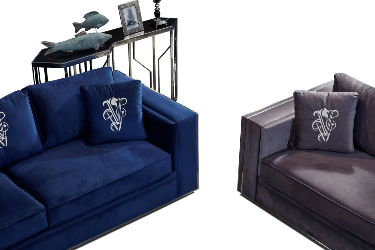 Casa Padrino sof¨¢ de lujo p¨²rpura / plata 240 x 95 x A. 65 cm - Sof¨¢ de sal¨®n con cojines decorativos - Muebles de sal¨®n de lujo