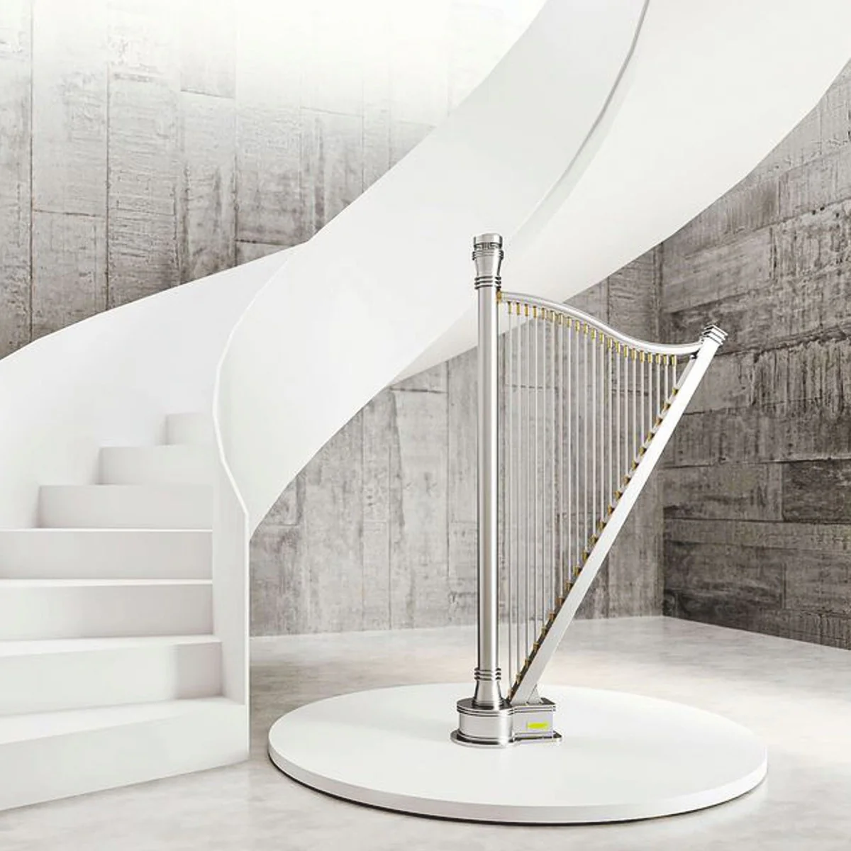 Casa Padrino calefactor de lujo en forma de arpa plata / oro Al. 200 cm - Independiente