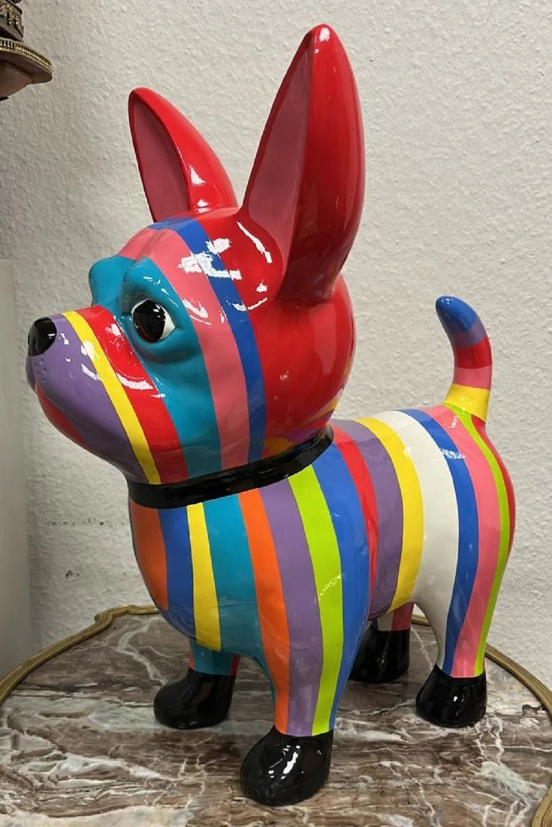 Casa Padrino figura decorativa de lujo Perro chihuahua colorido A. 55 cm - Escultura decorativa resistente a la intemperie - Decoración salón - Decoración de jardín - Figura decorativa de animal