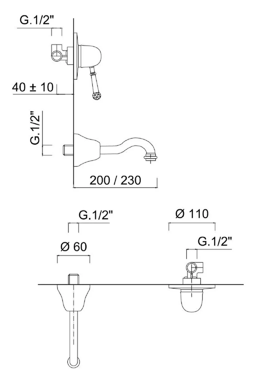 Casa Padrino grifo para lavabo de lujo con 2 orificios con cristal Swarovski plata - Conjunto de Grifos para Lavabo - Mezclador Monomando y Grifo - Accesorios de Baño Nostálgicos