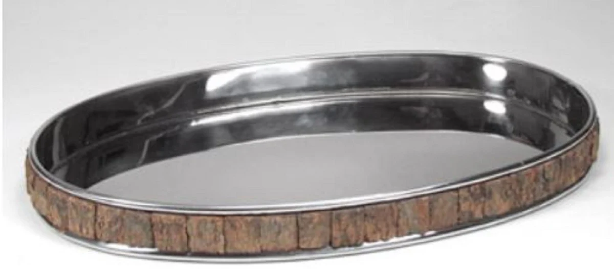 Casa Padrino bandeja de servicio de lujo plata / marrón 29 x 26 x H. 4 cm - Accesorios Gastronómicos