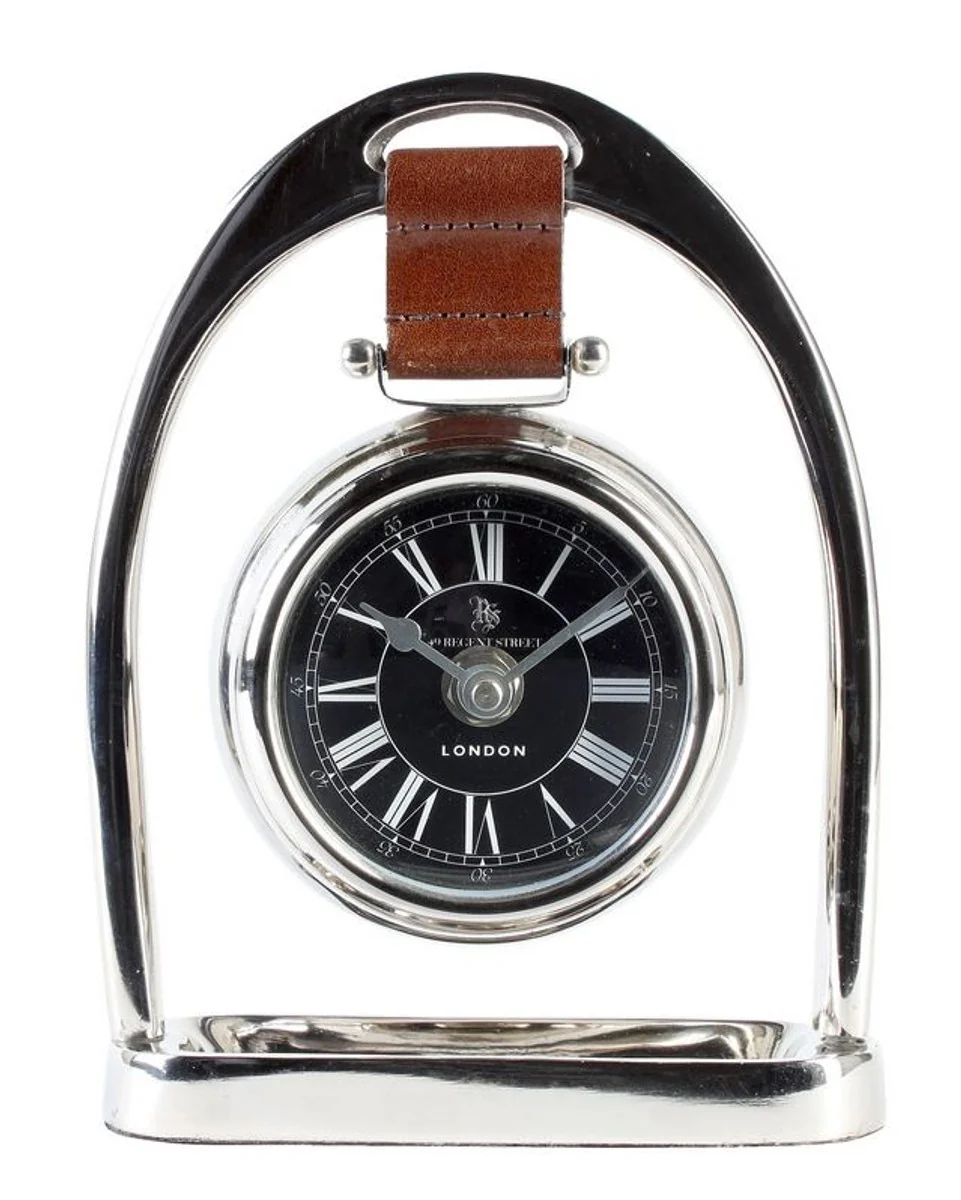 Casa Padrino diseñador lujo horsebit cuero real latón niquelado 18 x 5 x H. 24,5 cm - Noble y magnífico