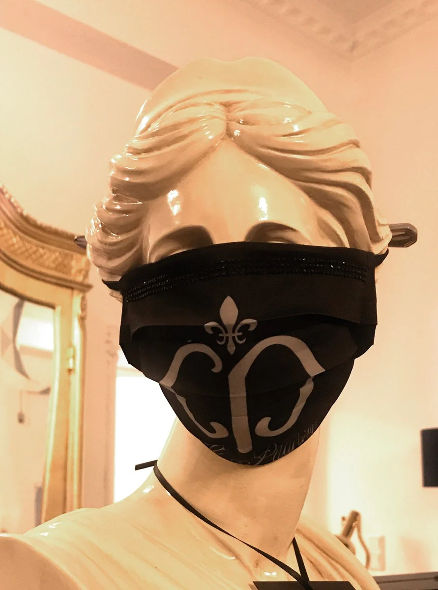 Casa Padrino Bling Bling Mask Negro / Plata - Máscara CP con diamantes de imitación negros