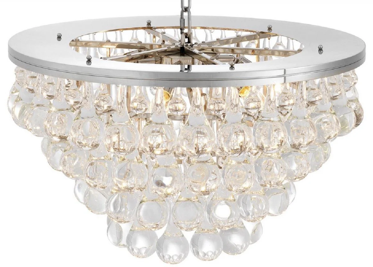 Casa Padrino lámpara de araña de vidrio de lujo plata Ø 65 x A. 41 cm - Araña de salón noble - Calidad de Lujo