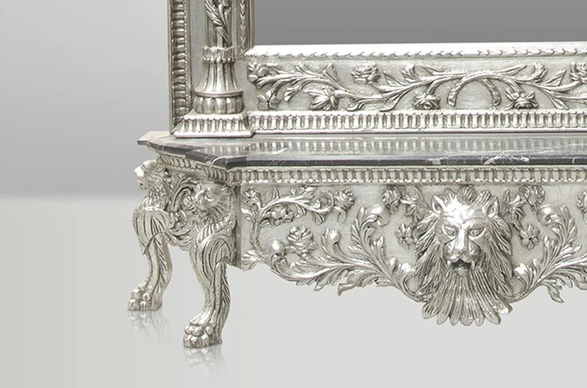 Casa Padrino luxury baroque mirror console silver Lion - Luxury living room furniture console with mirror