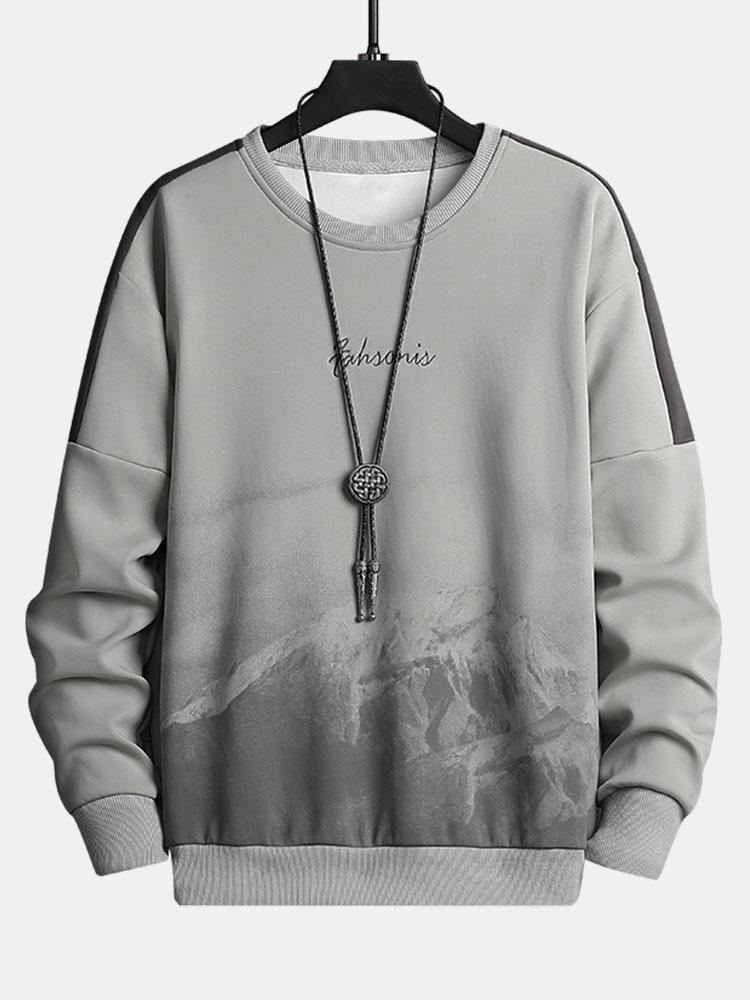 Mountain Graphic Print Crew Neck Sweatshirt