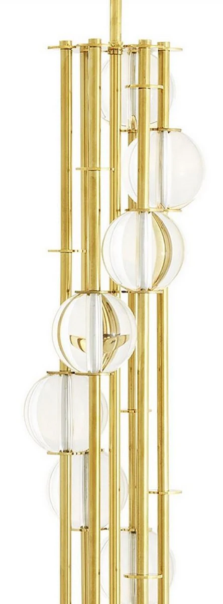 Casa Padrino lámpara de pie de lujo oro / blanco Ø 48 x H. 176 cm - Lámpara de Diseño con Cristal - Lámpara de Salón de Lujo