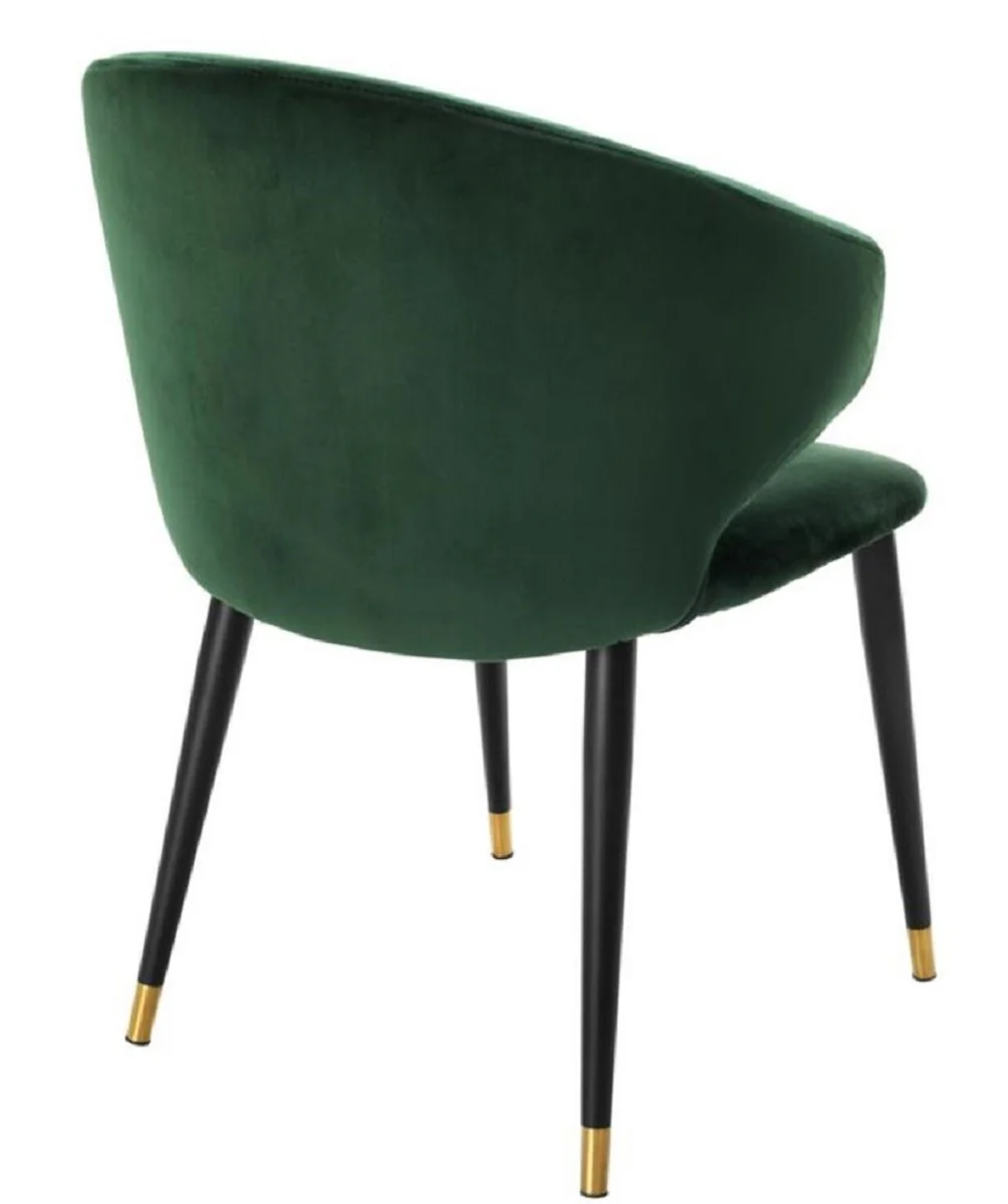 Casa Padrino silla de comedor de lujo con reposabrazos verde oscuro / negro / oro 57 x 66 x H. 83 cm - Muebles de Comedor