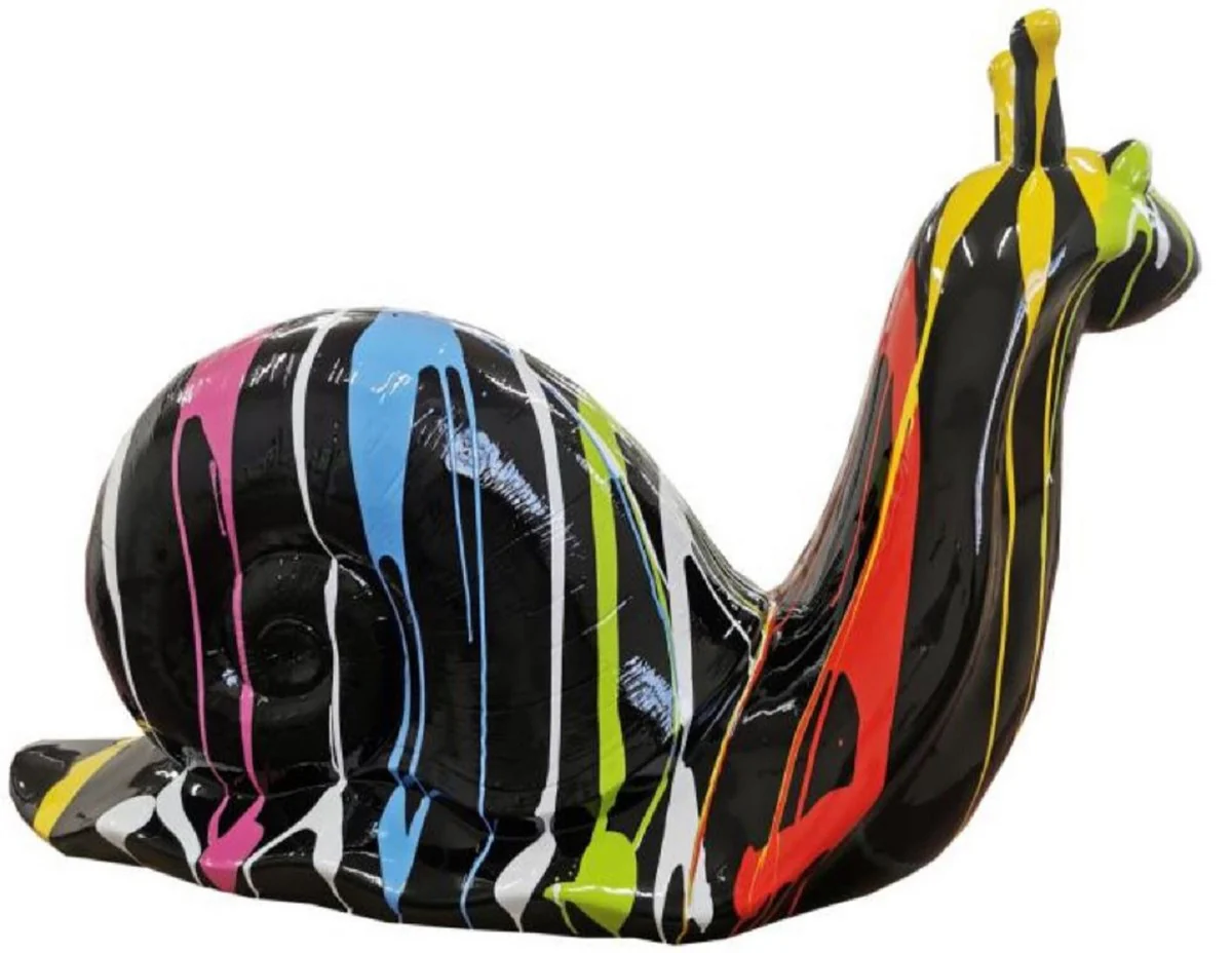 Casa Padrino escultura decorativa de diseño de lujo caracol negro / multicolor 100 x A. 50 cm - Figura decorativa grande XXL - Escultura decorativa XXL - Esculturas decorativas XXL de lujo