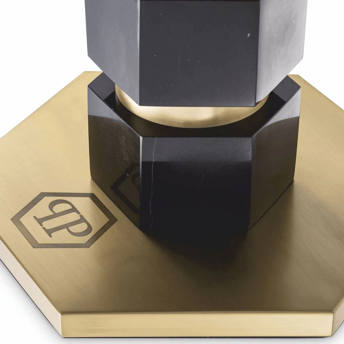 Philipp Plein l¨¢mpara de mesa de m¨¢rmol de lujo A. 76 cm negro / lat¨®n / leopardo - Calidad de lujo