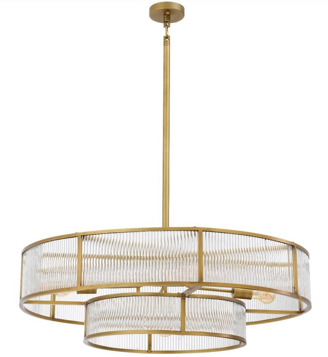 Casa Padrino araña de luces de lujo latón antiguo Ø 90 x H. 27 cm - Araña de Luces Redonda - Calidad de Lujo