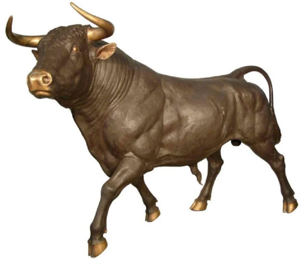 Casa Padrino escultura decorativa de bronce de lujo toro 295 x 86 x A. 160 cm - Enorme escultura de bronce - Figura animal tamaño natural - Figura de toro de bronce XXL - Escultura de jardín XXL