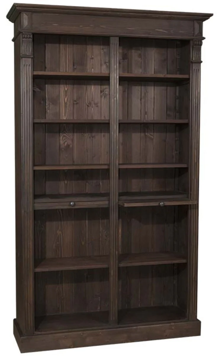 Casa Padrino country house style bookcase dark brown 119 x 39 x H. 197 cm - Country House Style Living Room Shelf Cabinet