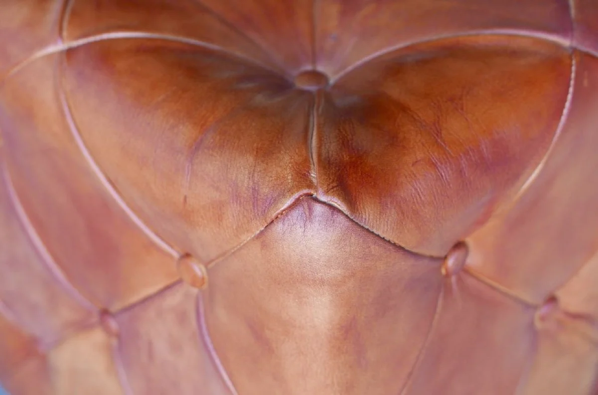 Casa Padrino taburete de cuero Chesterfield de lujo 40 x 40 x A. 45 cm - Diferentes Colores - Reposapi¨¦s de piel genuina - Muebles de Sal¨®n Chesterfield